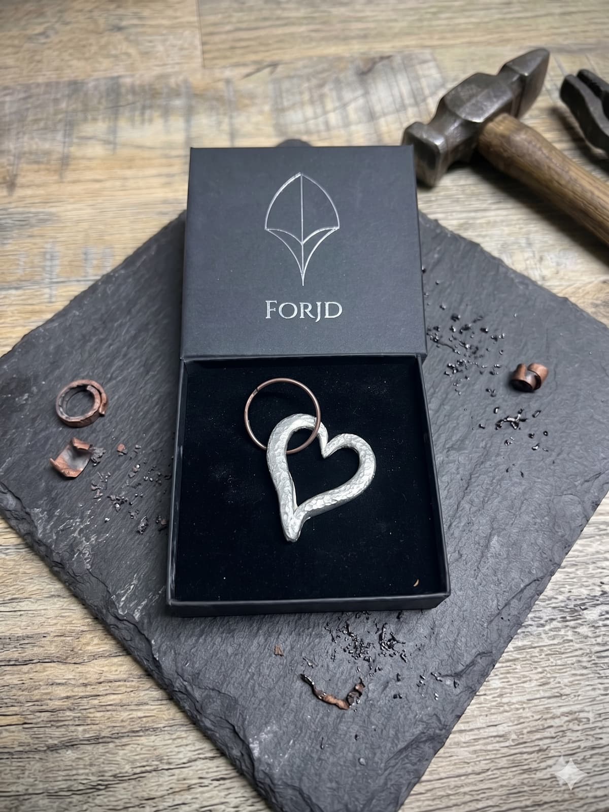 Pewter Open Heart Keyring